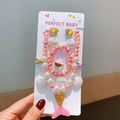 Kids mermaid jewelry set with colorful shell pendant pearl necklace and bracelet - Pink Yellow Mermaid Tail Style