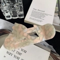 Pink and white marbled acetate hair clip with an irregular geometric hollow-out design - Textured Flower Style