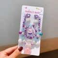 Kids mermaid jewelry set with shell pendant necklace and colorful beaded bracelets - Card Pack (X194) / Blue Style
