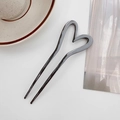 Forcina per capelli minimalista a forma di cuore in lega color canna di fucile - Canna di Fucile Lucida