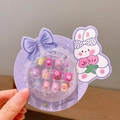 Set de faux ongles pour enfants avec carte lapin violet et motifs de tulipes - Autocollants Fleur (3#Fleur + Bracelet)