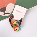 Set of two elastic hair ties featuring cute smiling sunflower charms for girls - Colorful Sunflower Smiley Face