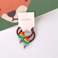 Cute rainbow ice cream charm elastic hair ties for girls in dark brown set - Rainbow Layered Ice Cream
