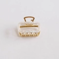 Elegant hollow square hair claw clip in gold metal with white pearl acetate finish - Mermaid Color