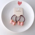 Süße rosa gepunktete Haargummis mit Schleife und geflochtenem Band für Mädchenzöpfe - Punktierte Schleife - Rosa/Blau Serie (9) / 2er Set