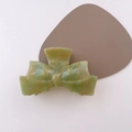 Green marble acetate bow hair claw clip with gold France Handmade logo print - Green
