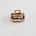 Elegant medium square tortoise acetate hair claw clip with golden metal frame - Tortoise