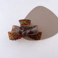 Brown and sky blue marble acetate bow hair claw clip with golden France Handmade logo - Blue Coffee