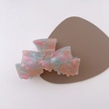 Pink and blue marble texture acetate hair claw clip with golden France label - Tiffany Blue