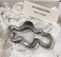 Elegant translucent grey wavy acetate hair claw clip with handmade design details - 9.3cm / Cloud Style (X299) / Premium Grey