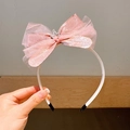 Serre-tête en dentelle rose pour filles avec couronne argentée et design antidérapant - Rose