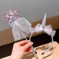 Unicorn headband with pink ears and sequin star magic wand set for girls princess cosplay - Unicorn Accessory (X398-9)