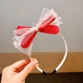Serre-tête pour fille avec nœud en paillettes rouges et mini couronne en strass - Rouge