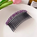 Peigne à cheveux élégant avec strass violets et base noire antidérapante pour femmes - Violet