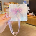 Fermaglio per capelli a farfalla rosa e viola con paillettes e lunghi nastri di seta - Stile farfalla sfumata viola (2)