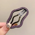 Fermaglio per capelli BB ondulato con strass viola scintillanti su base in metallo nero - Viola