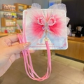 Fermaglio per capelli a farfalla rosa con ali in velo, perle e lunghe nappe di nastro - Stile farfalla perla rosa (3)