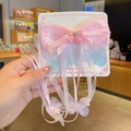 Fermaglio per capelli a farfalla rosa stile cinese con paillettes e nastri - Stile paillettes in rete rosa (4)