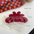 Elegant wine red flower hair claw clip in glossy acetate for half-up hairstyles - Style 4 Flower / Wine Red Flower Shape Hair Claw