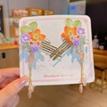 Handgefertigter Haarstecker im chinesischen Stil mit bunten Quasten für Hanfu-Kostüme - Bunte Blume Perle Quaste Haarkamm (3)