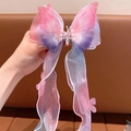 Haarclip Schmetterling in Rosa und Lila mit langen Bändern für kleine Mädchen - Rosa Lila Verlaufsstil