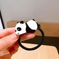 Elastic hair tie with a cute black and white cartoon panda acrylic ornament charm - Paddling Panda (X330)