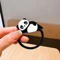 Cute cartoon sleeping panda hair tie with high elastic black rope for ponytails - Side Lying Panda (X330)