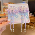 Barrettes papillon violettes faites à la main avec de longs glands et muguet décoratif - Barrettes à Gland Clochette Papillon Violet