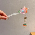 Children's Hanfu hair pin with colorful flowers and golden persimmon tassels - Acrylic Persimmon Shape Tassel Hairpin (9)