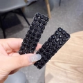 Zweiteiliges Set schwarze Strass-Haarspangen mit elegant schimmernden Perlen für Damen - Rechteck / Schwarze Strasssteine