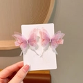 Lot de deux barrettes papillon dégradé rose et violet avec broderie et perles - Perle Rose