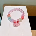 Rosa glitzerndes Perlenarmband für Mädchen mit Cartoon-Hasen-Anhänger und Love-Schrift - Hasen Stil Armband