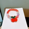 Bunte irisierende Perlenarmband für Kinder mit süßem roten Kirsch-Anhänger für Mädchen - Kirsch Stil Armband
