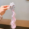 Pince à cheveux licorne avec extension de cheveux bouclés dégradés rose et violet clair - Style Nœud Perruque (X398-3)