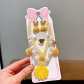 Kids ocean style jewelry set with yellow shell necklace pearl bracelet and earrings - Card Packaging / Yellow