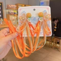 Children's Hanfu hair clips with orange flowers, long ribbons and pearl tassels - Luo Ju Orange