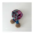 Thick knitted scarf for kids with green and purple color block and brown pom poms - Green and Purple (19#)