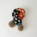 Winter knit polka dot scarf with pom-poms in orange, navy, dark green and beige colors - Polka Dot Black Orange (11#)