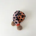 Pink and brown knit scarf for children with black polka dots and plush balls - Pink and Orange (17#)