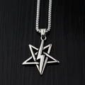 Collar de pentagrama rayo en acero de titanio retro con cadena de caja fina - Solo Colgante (Sin Cadena)