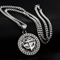Detailed close-up of a silver Viking anchor pendant with compass star and rope texture - Silver Anchor Pendant With 60cm Flat Chain
