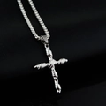 Collana unisex in acciaio inossidabile con pendente a croce intrecciata e catena a maglia - Argento (Catena 60cm)