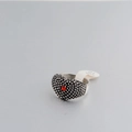 Punk style stainless steel ring featuring a heart design with central red zircon stone - US 8 / Red Stone Silver Band