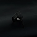 Detail of gothic black claw ring with embossed pattern on dark leather background - US 8 / Black