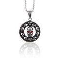 Collana con ciondolo teschio punk hip-hop con occhi in strass rossi in finitura argento - Solo Pendente (Senza Catena)
