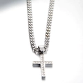 Collana hip hop con ciondolo a croce argento con cristalli e catena a maglia cubana - Pendente Singolo Argento (Senza Catena)