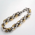 Makroaufnahme der ineinandergreifenden Gliederkette aus Titanstahl in Silber und Gold - Gold-Silber-Twist