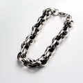 Industrielles Gliederkettenarmband aus silbernem Edelstahl und schwarzen Gliedern - Schwarz-Silber-Twist