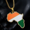 Macro view of gold African map pendant with rhinestones and tri-color enamel detailing - Map Style (Ball Chain) / 60CM