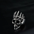 Vintage punk silver skull ring with crown thorn design for men in hip hop gothic style - US 8 / Crown Skull Style (Silver)